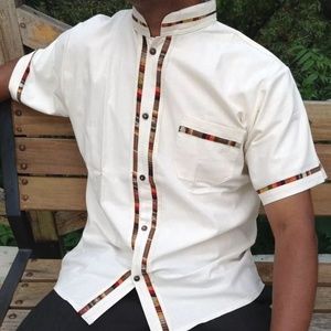 Mexican Guayabera Shirt Model Coralillo White